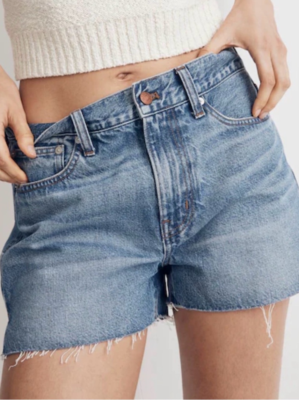 Madewell Washed Light Blue High-Rise Denim Cutoff Shorts